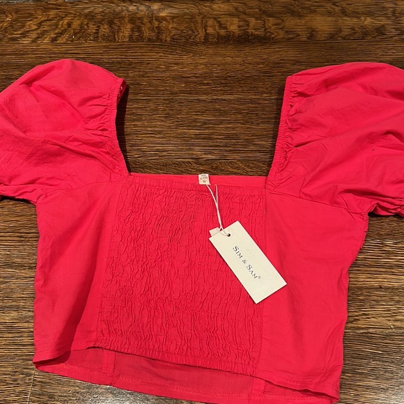 Sim & Sam PINK FLAME Blouse Top Size Small - Picture 4 of 4